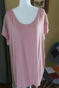 Dusty Rose and Sheer Tan Scoop Neck Tee